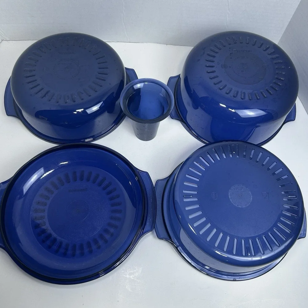 Tupperware 3‎ QT Stack Cooker Microwave Steamer Blue Tupperwave 5 Piece Set